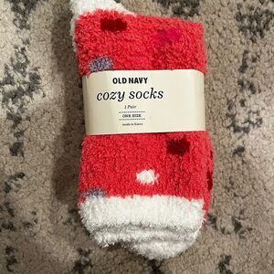 NWT Old Navy Pink Polka Dot Fuzzy Cozy Slipper Socks